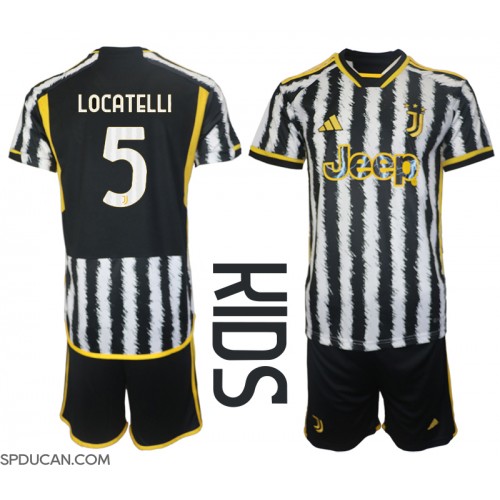 Dječji Nogometni Dres Juventus Manuel Locatelli #5 Domaci 2023-24 Kratak Rukav (+ Kratke hlače)